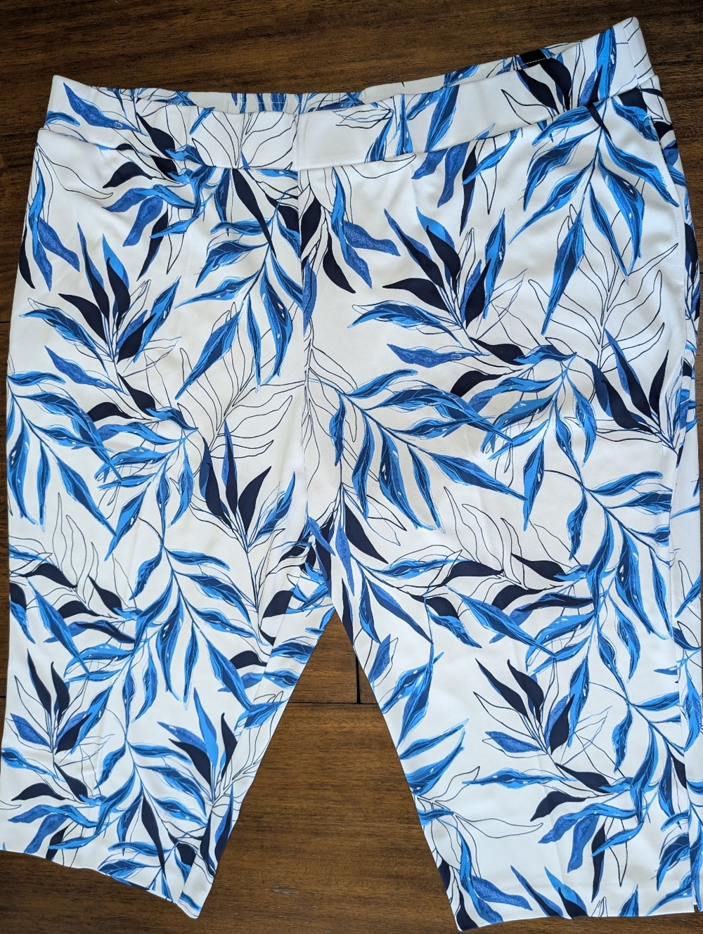Susan Graver Women's LK Fusion Ava Slim Crop Pants-Blue/White-Petite  Sz 3XP New